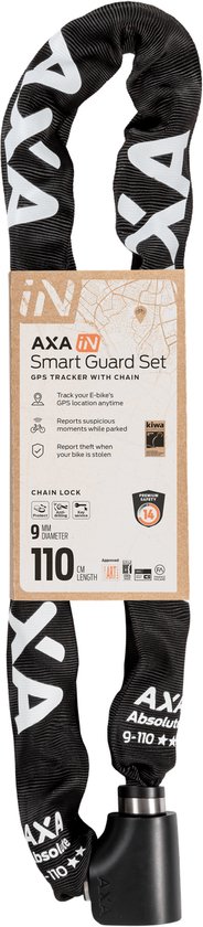 AXA Absolute 9-110 Fahrradschloss - Hohe Sicherheit Stufe 14, 110 Cm Kette,  9 Mm Gehrteter Stahl,