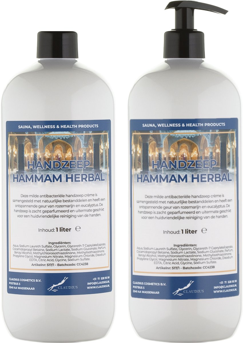 Handzeep Hammam Herbal 1 liter - met gratis pomp - set van 2 stuks