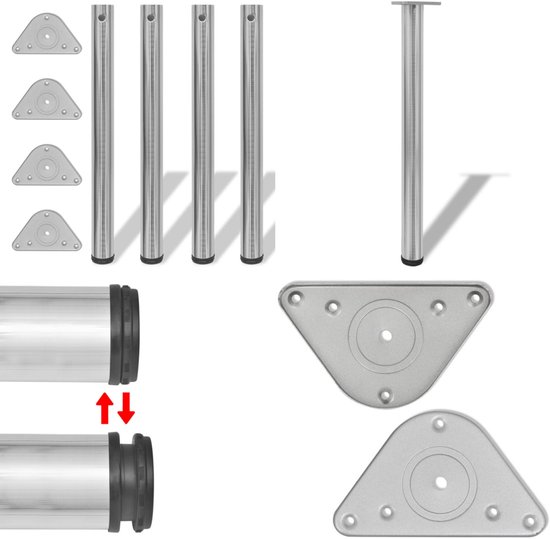 Stalen X/kruis tafelpoten ELEGANT 4x10 cm - 78x72 cm bij
