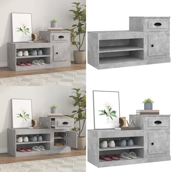 Wandschoenenkast 100x35x38 cm bewerkt hout zwart kopen