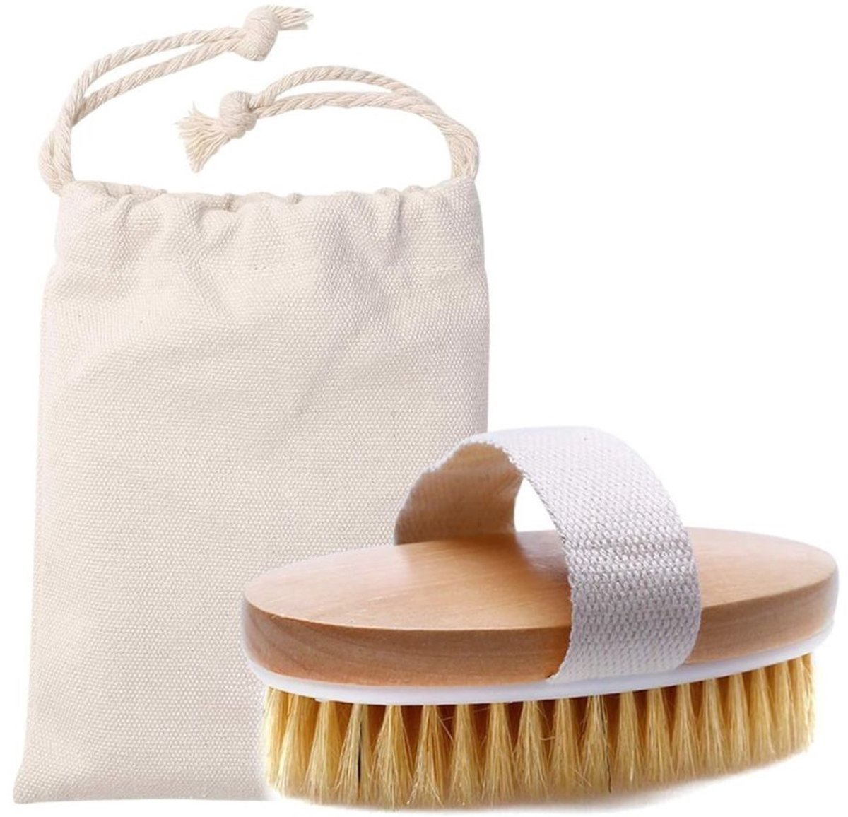 Lichaamsborstel voor Massage & Huidverbetering - Lichaamsborstel met Steel - Rugborstel - Badborstel - Dry Brush - Dry Brushing - Droogborstel - Huidborstel - Rug Scrubber - Scrubborstel - Inc Opbergtas - Hout