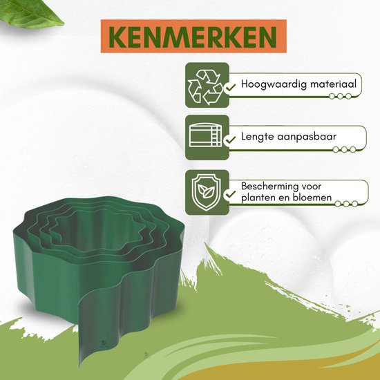 Deuba Borderrand Kunststof 15,6m Grondpennen Weerbestendig Tuinafboording Gazonrand Tuin Wilgenschutting Grijs