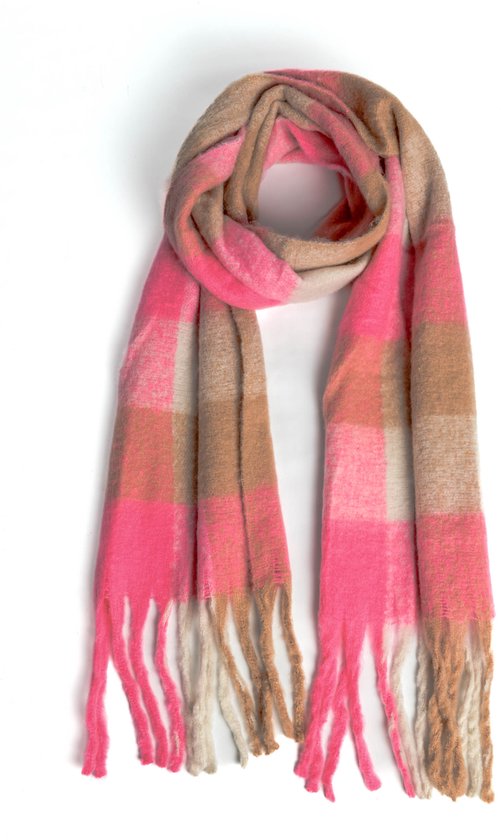 Écharpe Sabrina - Accessories Junkie Amsterdam- Tissé - À carreaux - Femme - Écharpe en viscose - Longue - Hiver - Multi - Rose
