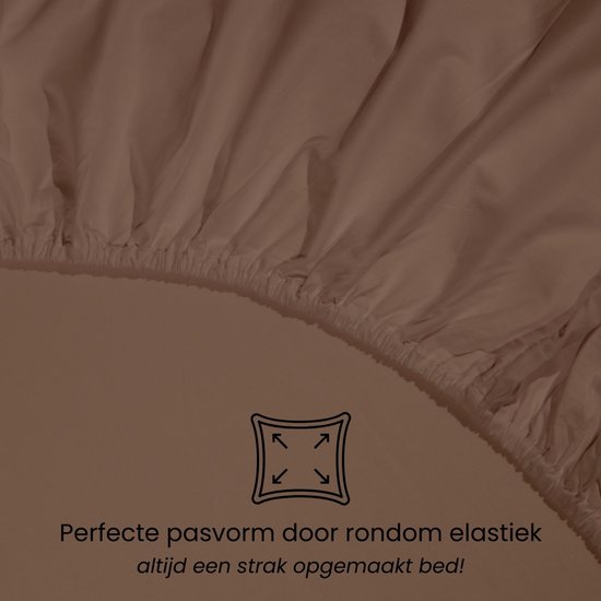 Hoeslaken Supérieur - 200x220 cm - Taupe - 100% Coton