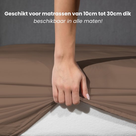 Hoeslaken Supérieur - 200x220 cm - Taupe - 100% Coton