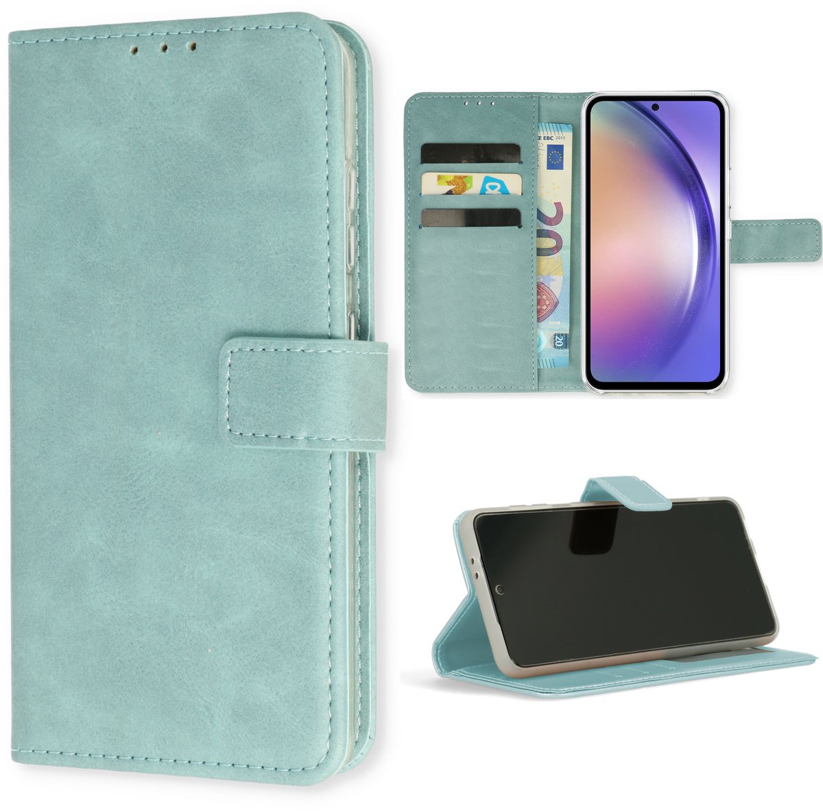 Casemania Hoesje Geschikt voor Apple iPhone 16e - Licht Blauw - Portemonnee Book Case