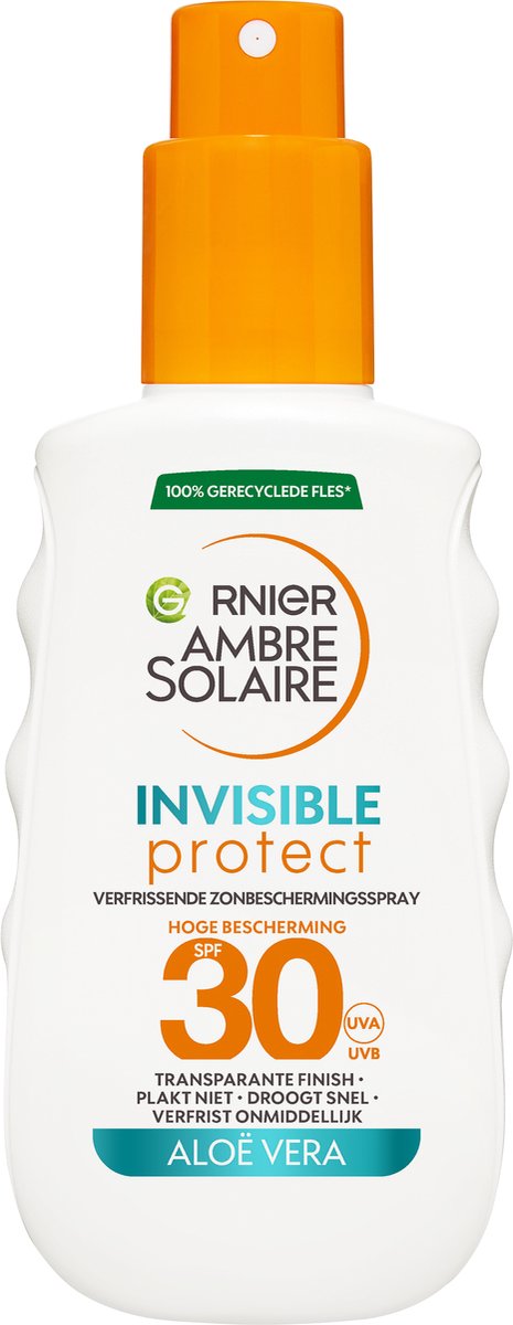 Goedkoopste Garnier Ambre Solaire Invisible Protect Zonnebrandspray SPF30 - Niet vet - Waterresistent - met Aloë Vera - Beschermt , hydrateert en verfrist – 150ml