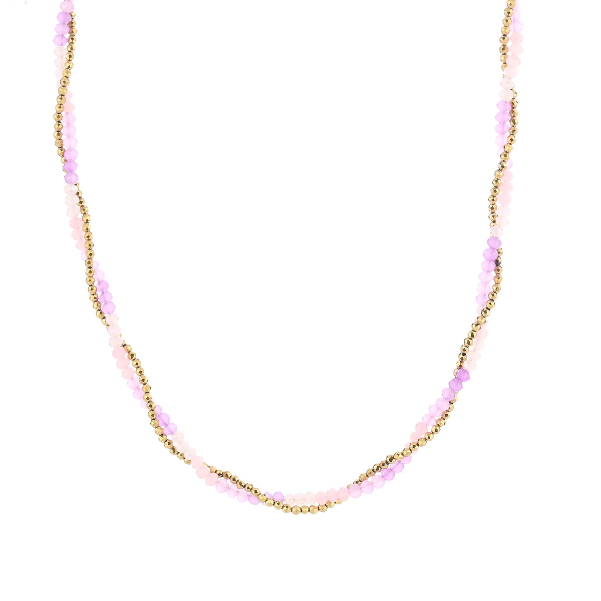 Michelle Bijou, handmade tiwsted ketting, paars, goud, stainless steel