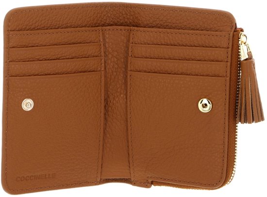 COCCINELLE Cuir Porte-monnaie Tassel Wallet Cuir Brun