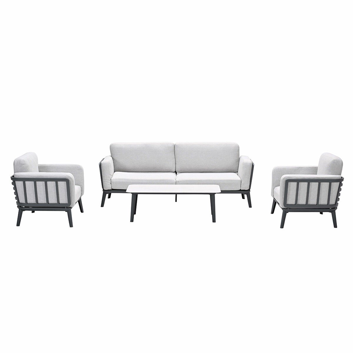 Montea loungeset - 4-dlg - carbon black - valley sand