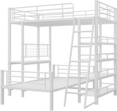 Bol.com Gotagee Stapelbed metalen frame hoogslaper 90x200 multifunctioneel bed met meerdere opbergvakken wit aanbieding