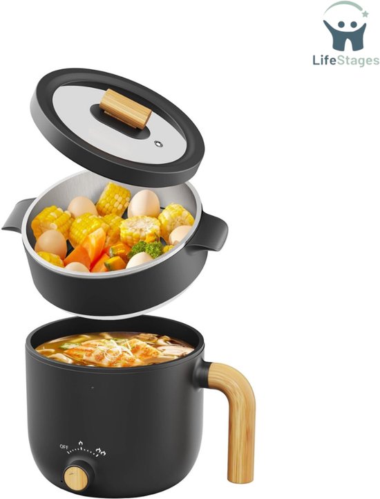 Mini Elektrische Kookpot, Opvouwbare Handgreep 1,8 Liter Elektrische Mini Elektrische Kookpot, Opvouwbare Handgreep 1,8 Liter Elektrische