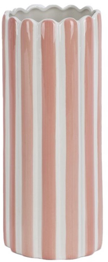 HomeBound by KY | Aardewerk vaas stripe peach | bloemenvaas