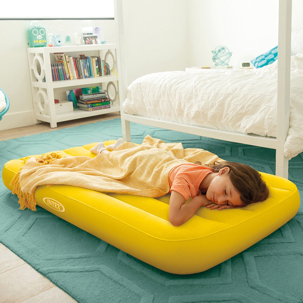 Lit Gonflable Intex Kidz 107x168x25 Cm - Motif Fleuri | Parfait Pour Le Voyage Ou Les Invités