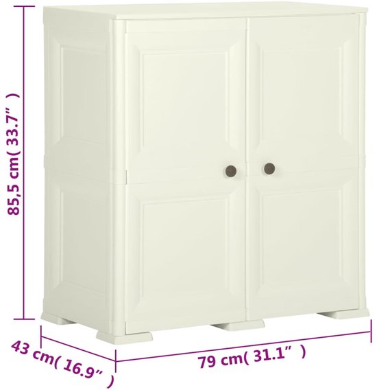 vidaXL Armoire de rangement Aspect bois 79x43x85-5 cm Plastique Couleur glace vanille - Armoire - Armoires - Placard - Casier de rangement