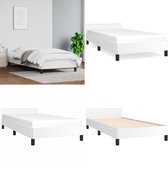 vidaXL Cadre de lit avec tête de lit Simili cuir Blanc 90x200 cm - Cadre de lit avec tête de lit - Encadrements de lit avec têtes de lit - Cadre de lit - Lit