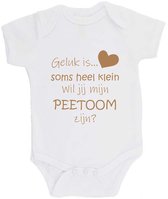 Barboteuse 100% coton «Le Geluk est parfois très petit Veux-tu être mon PARRAIN ? » Mètre Katoen Unisexe Wit/ cappuccino Taille 56/62