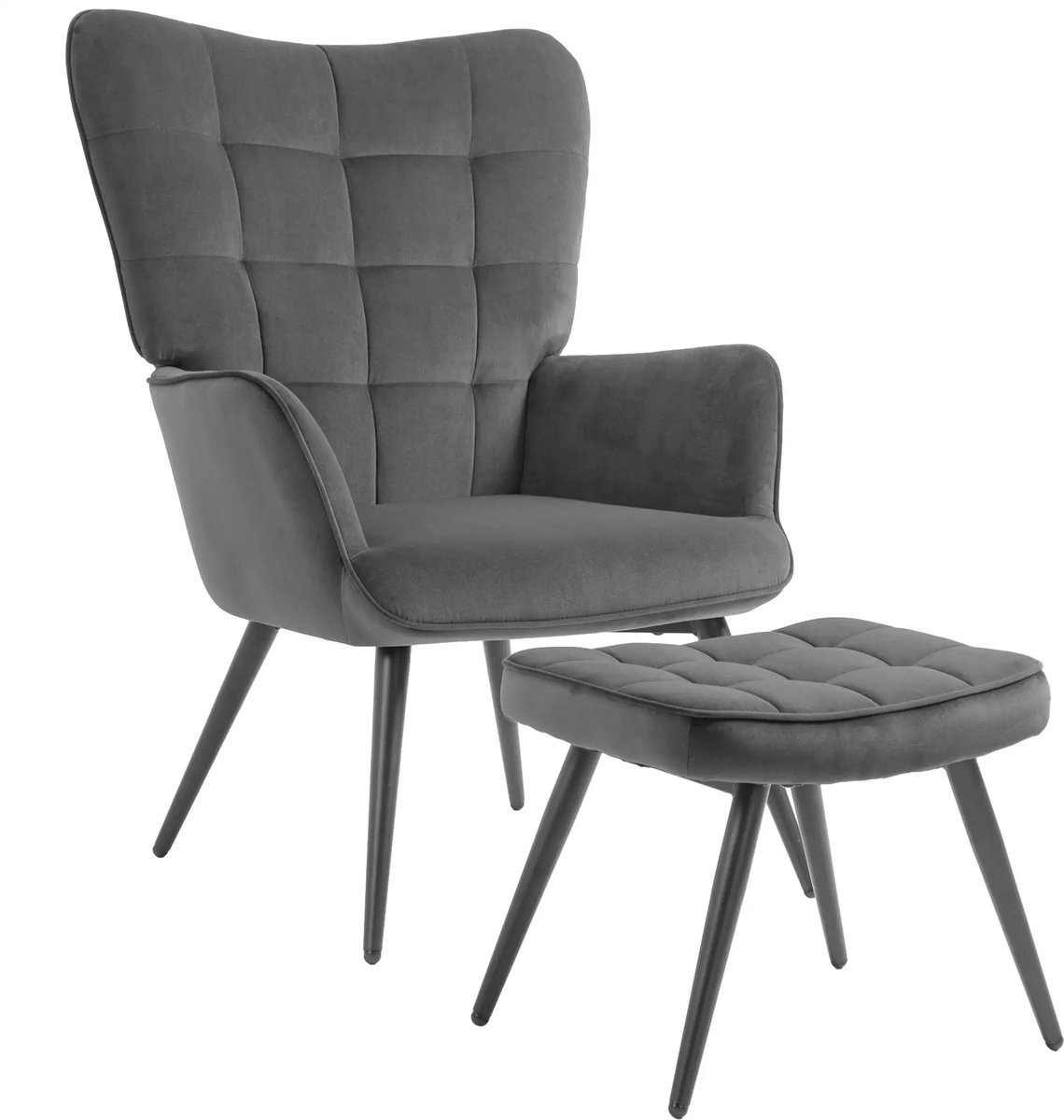 Fauteuil - Relaxzetel - Relaxstoel - Relaxfauteuil - Stoel - Met armleuning - Met voetenbank - Voor één Persoon - Donkergrijs
