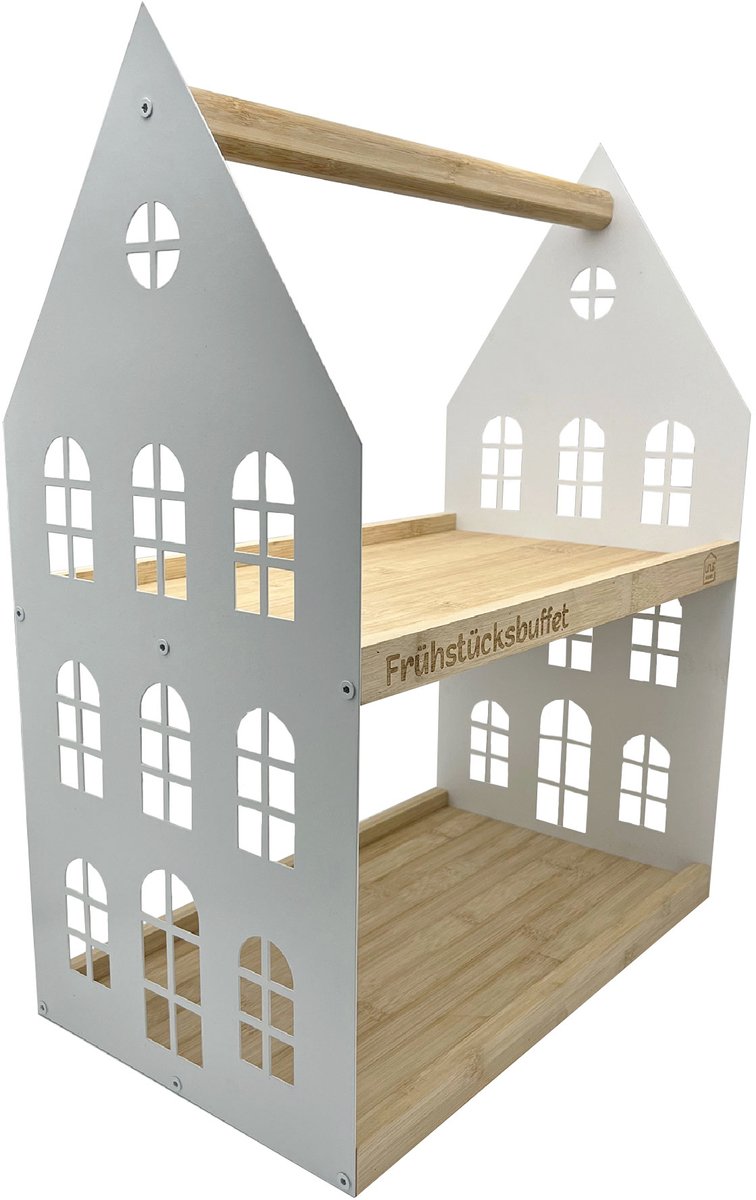 UNUS® Etagère decoratieve met 2 lagen en handvat wit ontbijtbuffet