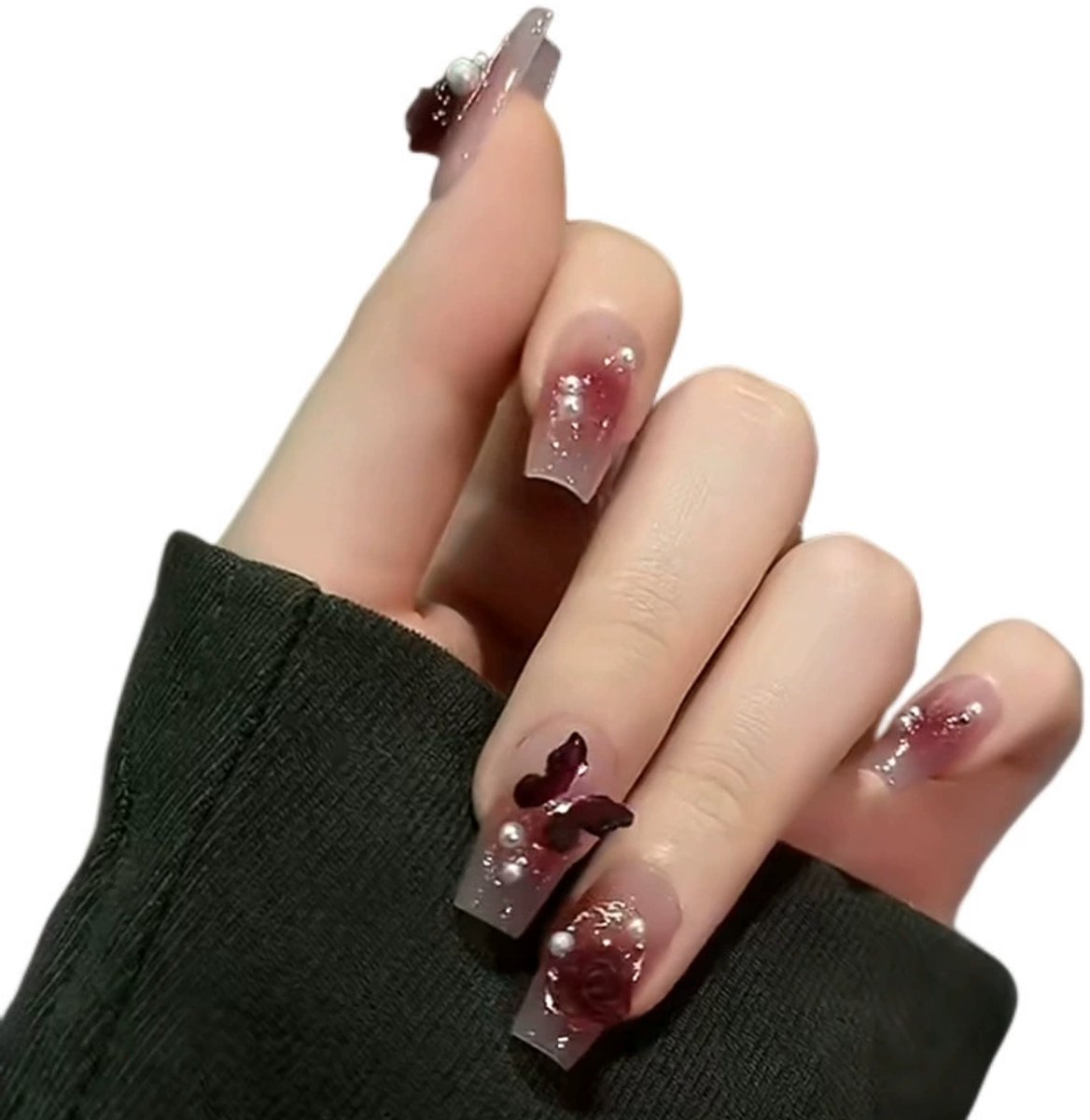 Verymeet-24Plaknagels-Press On Nails -delicate & comfartable-Twilight Camellia-stijl