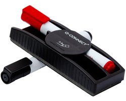 Q-CONNECT bordenwisser-stifthouder, magnetisch, met 2 whiteboardmarkers