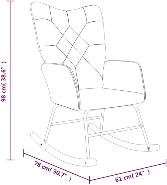 vidaXL Chaise à bascule Patchwork - Fauteuil - 61 x 78 x 98 cm - Multicolore - Chaise à bascule