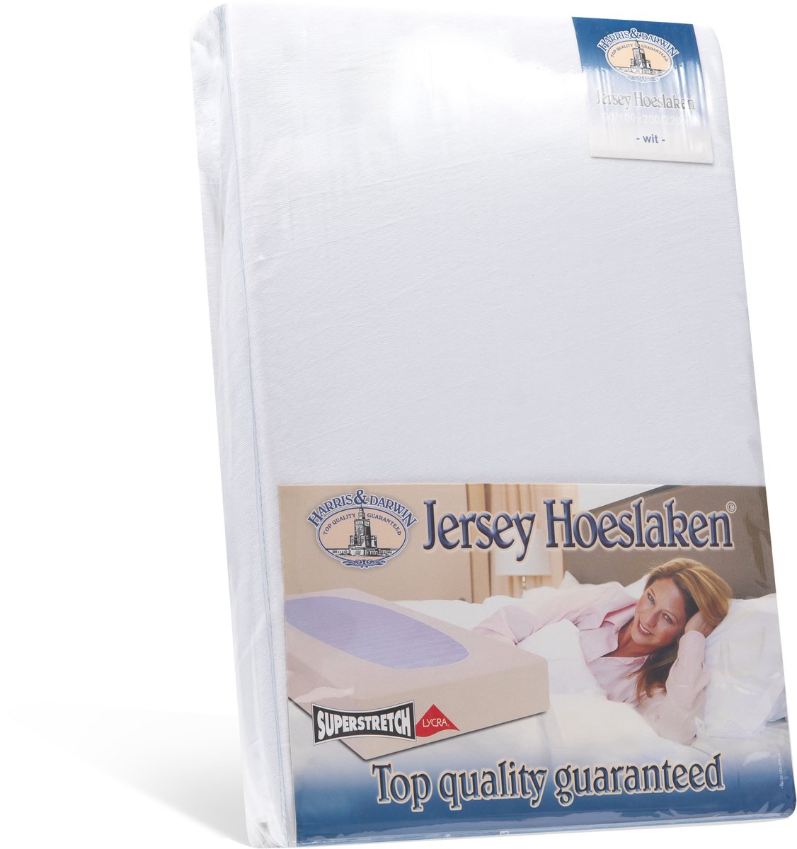 H&D Dubbel Jersey Hoeslaken - Wit Tweepersoons 140x200cm - 100% Katoen - Hoge Hoek - Stretch - 100% Katoen