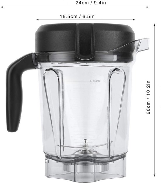 Blenderkan Vervanging - Transparante Voedsel Blender Container - Geschikt Voor Huishoudelijke Apparaten - 64Oz Inhoud - Duurzaam En Hoogwaardig Materiaal — afbeelding 5