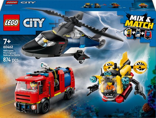 LEGO City helikopter brandweerauto en onderzeeer