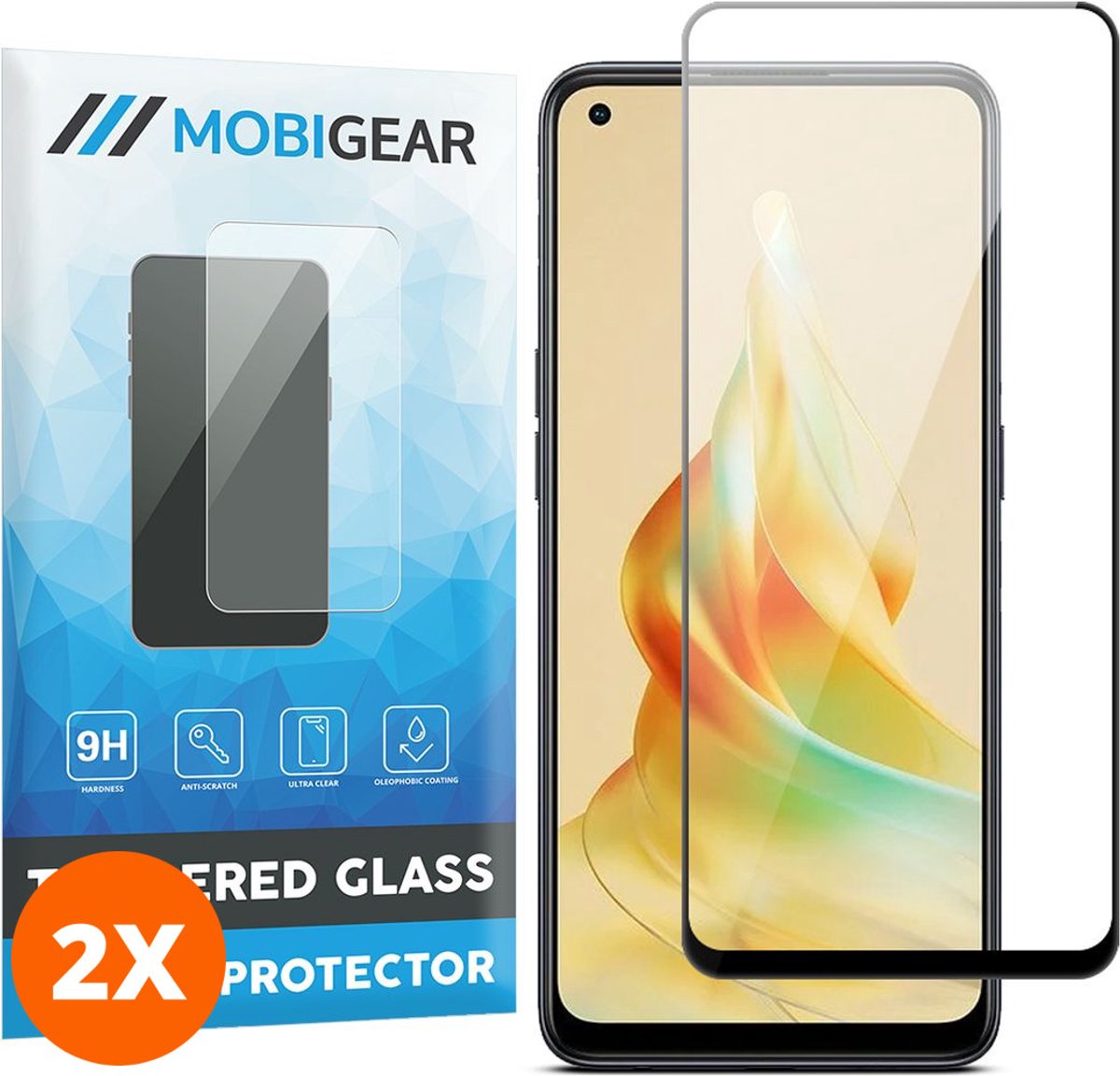 Mobigear Screenprotector geschikt voor OPPO Reno 8T 4G Glazen | Mobigear Premium Screenprotector - Case Friendly - Zwart (2-Pack)