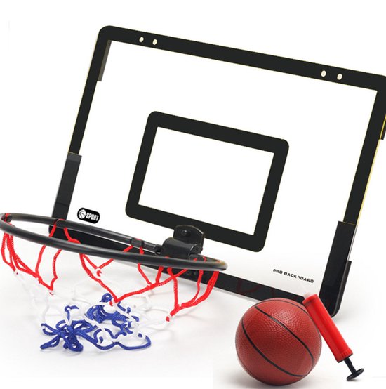 Foto: Airhoop mini hoop basketbalring basketbal set met opvouwbaar basketbalbord inclusief basketbal pomp diameter 24 cm