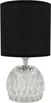 ZEFIR - Tafellamp - Nachtlamp - Textiel - Glas - Zwart - E14 Fitting