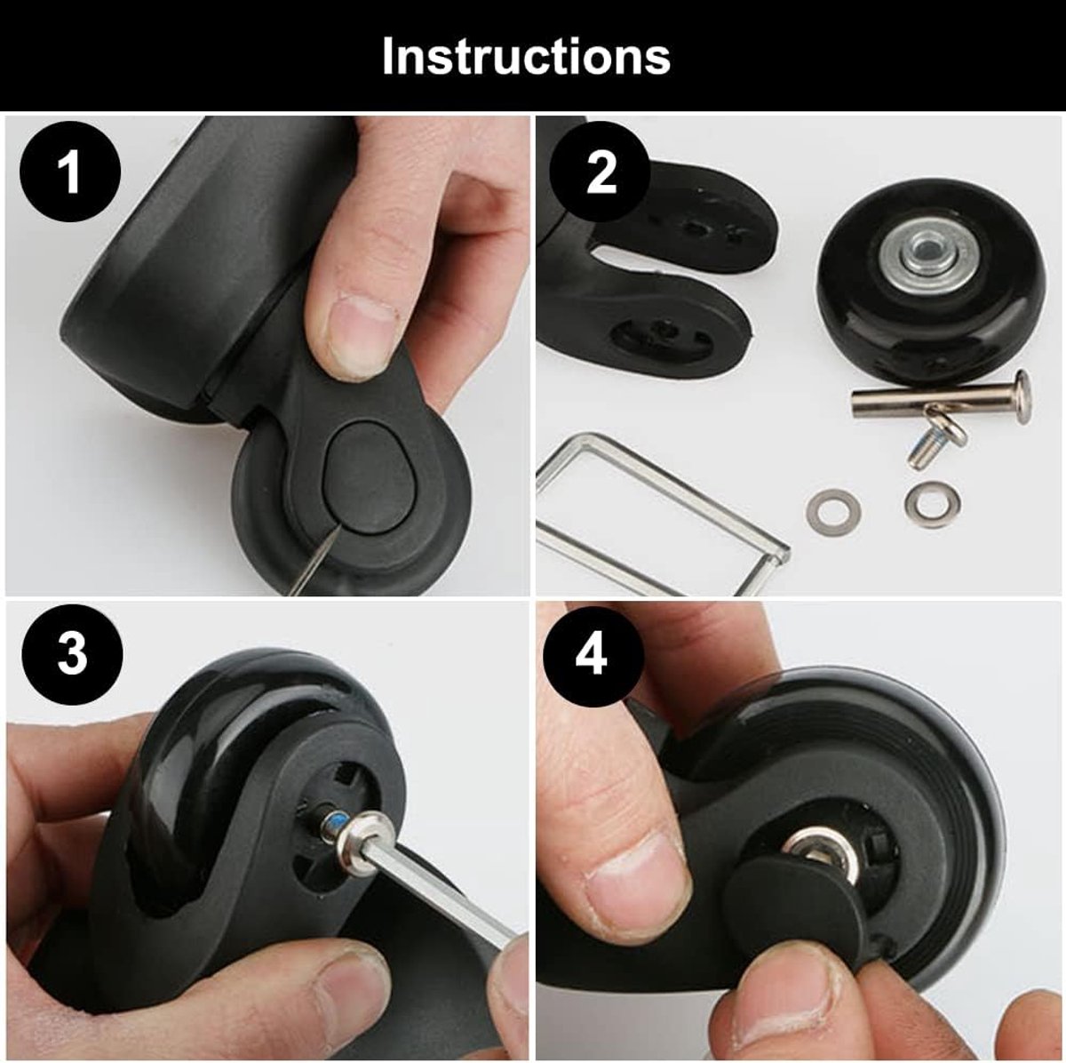 4 stuks reservewielen voor bagage en koffer, rubberen wielen, trolley, hard bagagekoffer, wiel voor koffer, bagage (50 mm x 18 mm