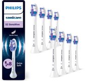 Philips Sonicare Optimal Sensitive S2 – Opzetborstels voor Elektrische Tandenborstel – Wit – Verpakking van 8 - Gevoelige tanden - HX6058/87