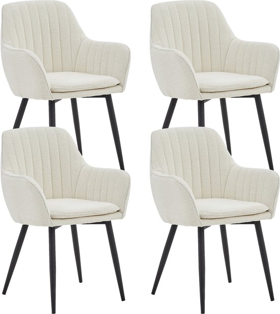 Colenis® - Chaise de salle à manger Lavinia - Set de 4 - Beige - Bouclé - Industriel