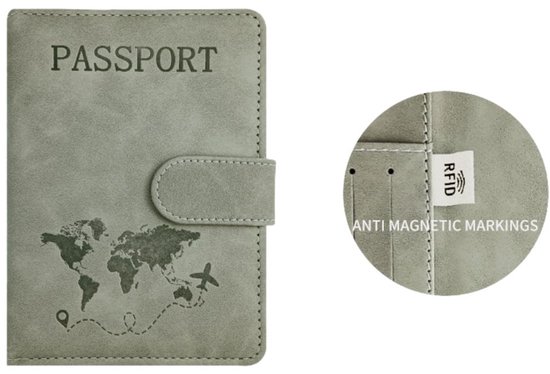 Grijs Paspoorthouder - Anti-RFID Reismallet met Magnetische Sluiting, Slanke Reisorganisator, Visitekaarthouder, Sim-kaarthouder, Unisex Leren Reistaspoort Houder Must-Haves