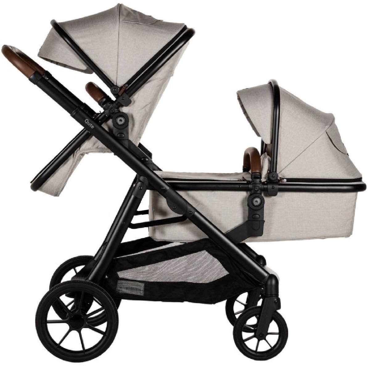 Qute Duo Kinderwagen Q-Twin Jeans Clay