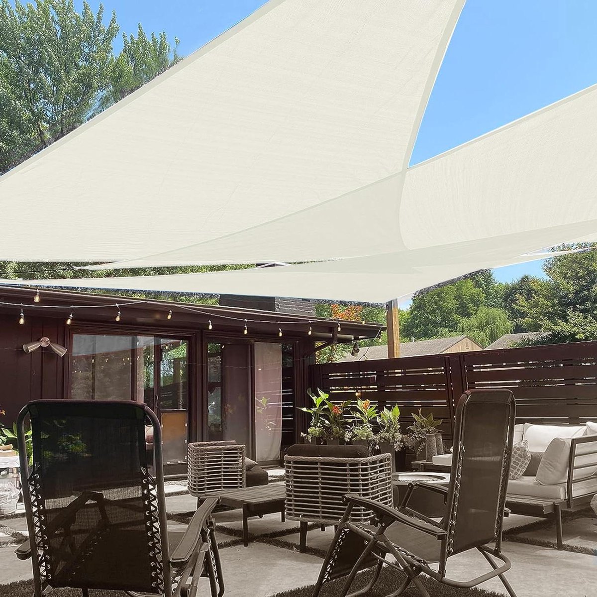 Driehoekig Schaduwzeil - UV-bescherming voor Buiten - 1 Stuk - Crème - HDPE - 3x3x4.25m