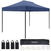 Bol.com LifeGoods Partytent - Paviljoen - 3x4.5 m - Easy Up - Opvouwbaar - Waterdicht - Draagtas met Wieltjes - Donkerblauw aanbieding