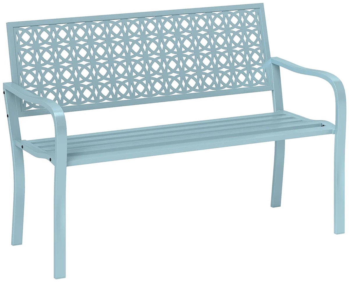 Gutent Tuinbank-Staal Buitenbanken-Geholle Rugleuning-2 Zitplaatsen-Blauw