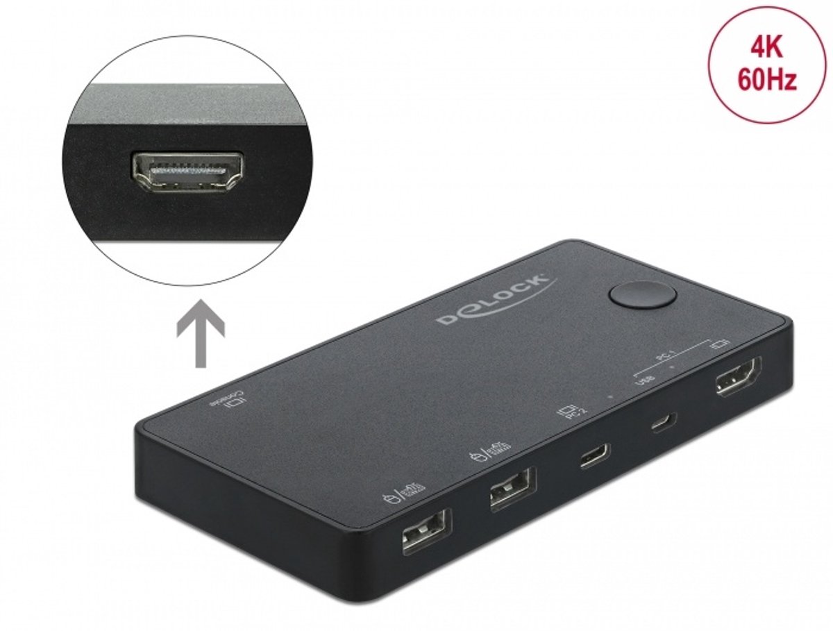 DeLOCK HDMI / USB-C KVM Switch 4K 60 Hz met USB 2.0 kvm-switch