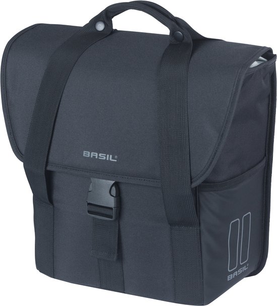 Basil GO - Enkele fietstas - 16 Liter - Waterafstotend - Reflectiedetails - Zwart