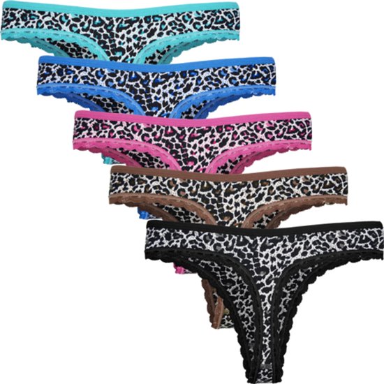 BeReady Katoenen Thongs voor Vrouwen Kant Ondergoed Vrouwen Bikini Thong Knickers voor Vrouwen Sexy Dames Slipje Hipster Multipack, S