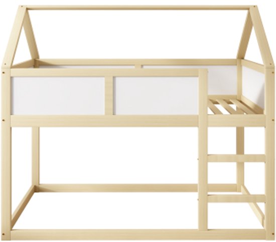 MOBETTRES Hoogslaper met ladder, eenpersoonsbed kinderbed met tafel met eenvoudige ophanging met opbergvakken (wit, 90 x 200 cm