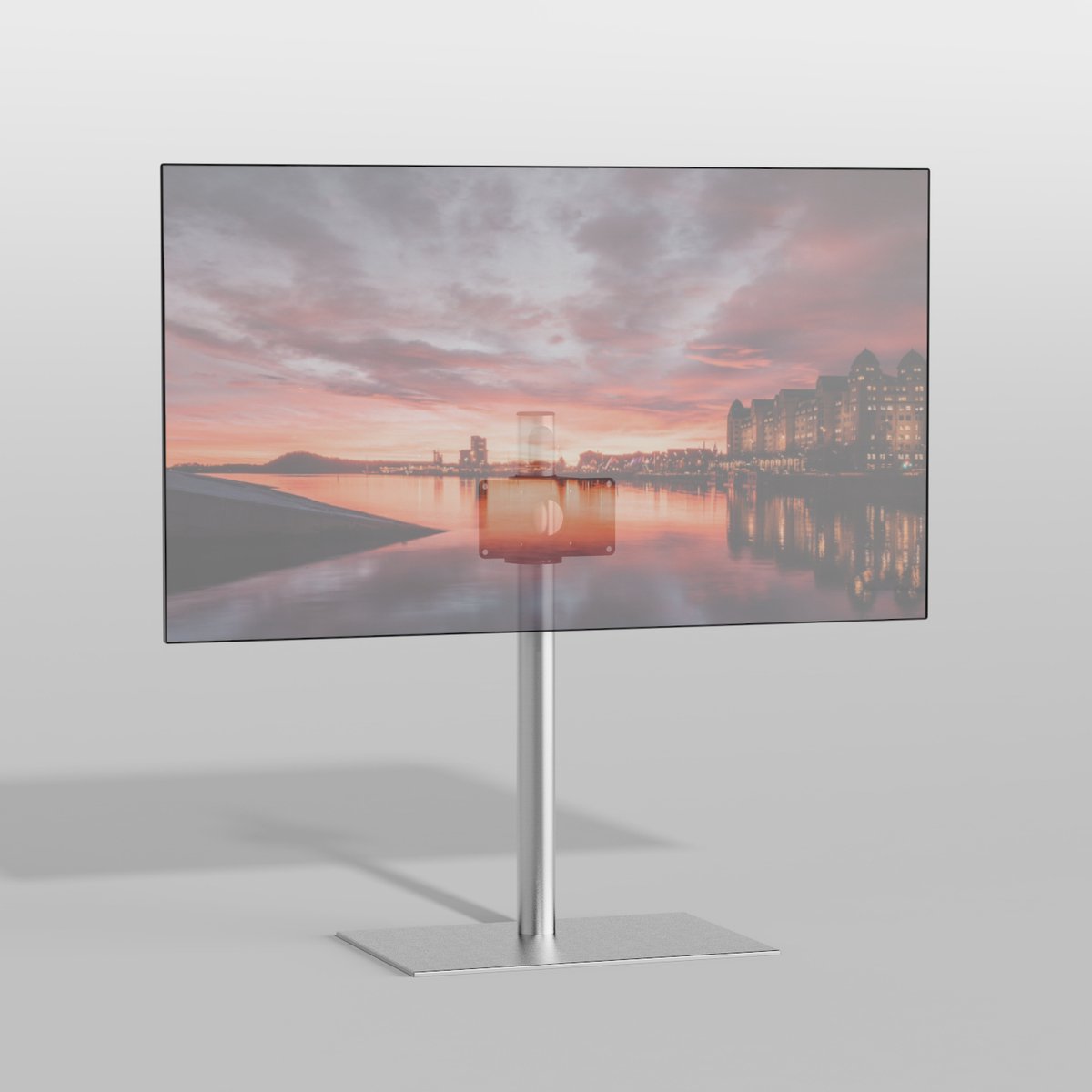 TV vloerstatief SQUARE 80 Design Tv standaard Trendy geborsteld RVS 32-65” - VESA 200x100