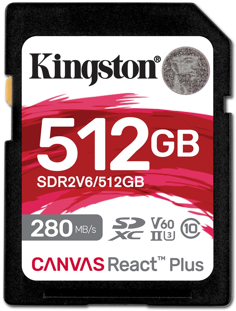 Kingston Canvas React Plus 512 GB geheugenkaart UHS-II U3, Class 10, V60