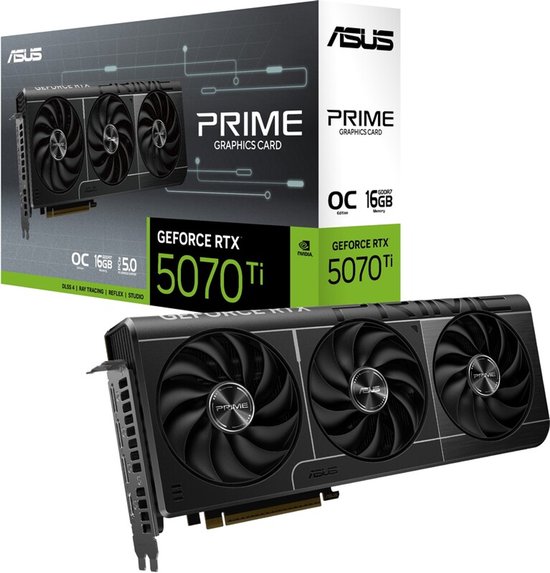 ASUS PRIME NVIDIA GeForce RTX 5070 Ti O16G - Videokaart - 16GB - GDDR7 - PCIe 5.0 - 1x HDMI 2.1b - 3x DisplayPort 2.1a
