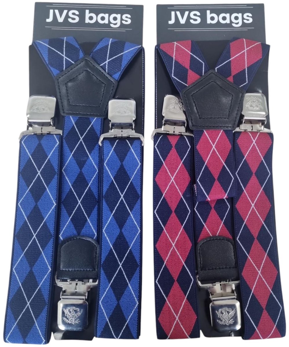 Duo Pack Bretels Rood - Blauw Met 3 stevige Clips Die niet los schieten