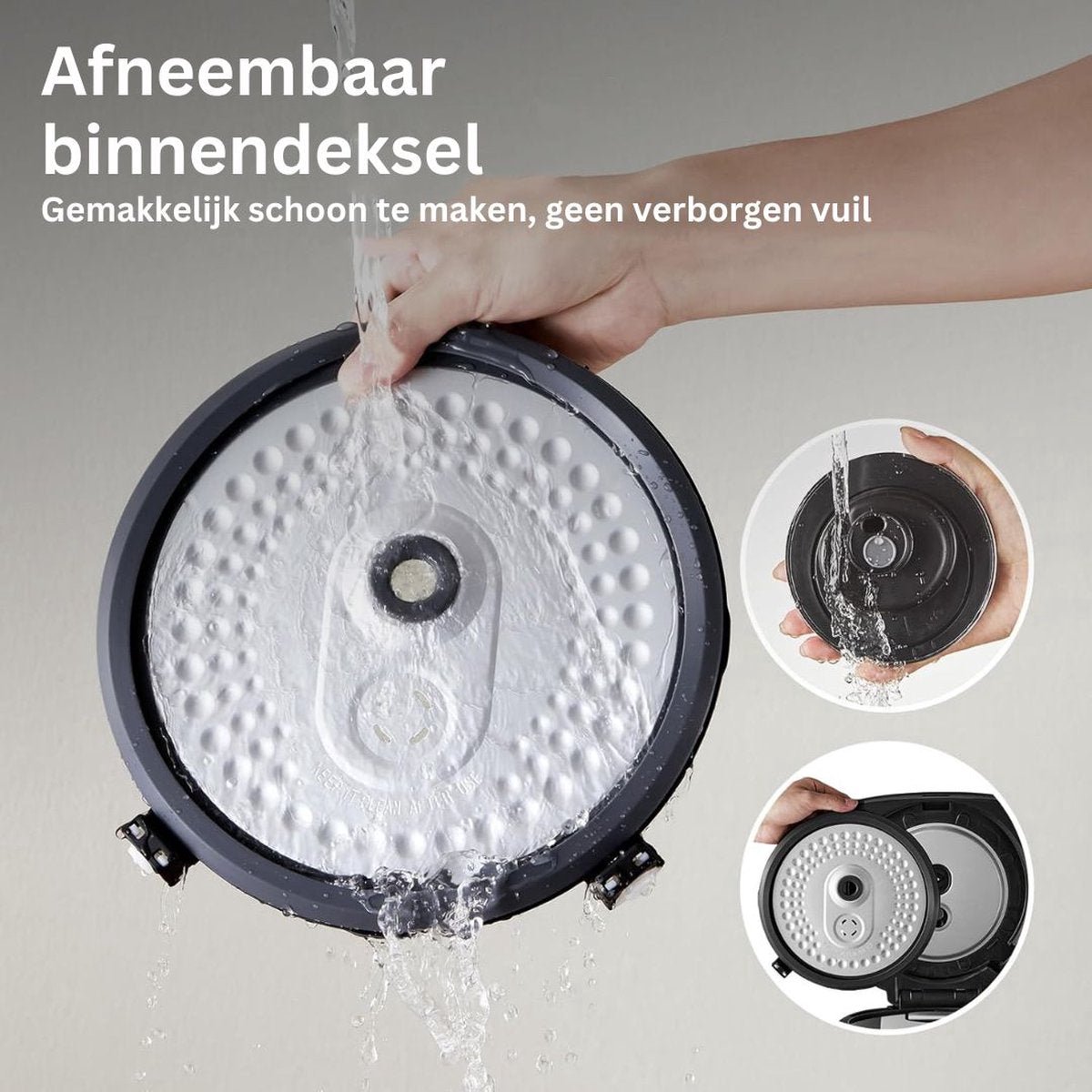 Slowcooker met Timer - Keramische Binnenpan - Hotpot - Rijstkoker met Stoom- en Warmhoudfunctie - Multicooker met Antiaanbaklaag Binnenpan - Geborsteld Zwart – foto 5