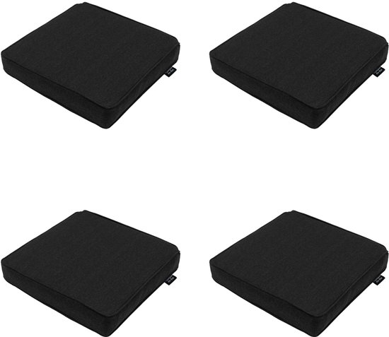 Madison - Coussin d'assise Toile noire eco+ - Env. 40x40 cm - Set de 4